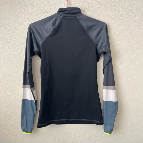Nike Pro Gray Color Block Half-Zip Long Sleeve Top white blue neon yellow - Picture 3 of 6